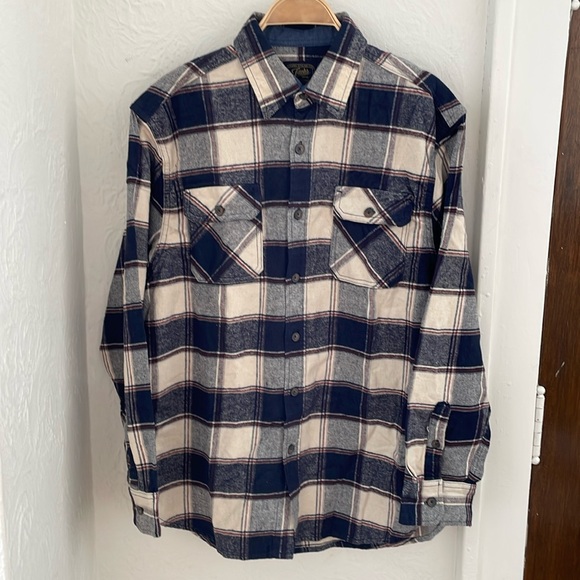 JACKS MFG. Men's Casual Button-up Flannel Shirt Size L In Blue Multi - Picture 1 of 5